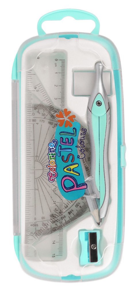 Colorino pastel zestaw geometryczny 8 elementów w kasetce do szkoły Colorino pastel zestaw geometryczny 8 elementów w kasetce do szkoły