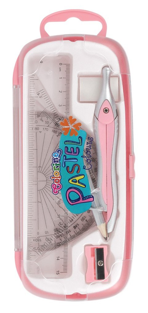 Colorino pastel zestaw geometryczny 8 elementów w kasetce do szkoły Colorino pastel zestaw geometryczny 8 elementów w kasetce do szkoły