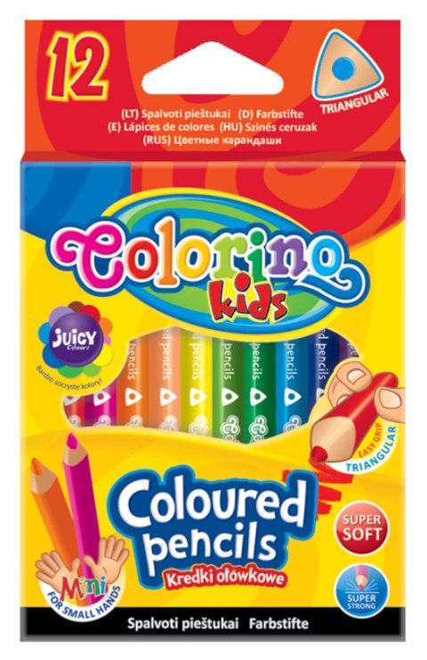 Kredki trójkątne krótkie dla małych dzieci 12 kolorów colorino kids Kredki trójkątne krótkie dla małych dzieci 12 kolorów colorino kids