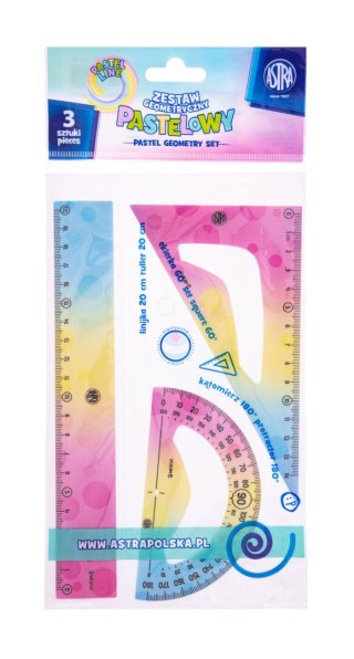 Zestaw geometryczny pastelowy 3 elementy ASTRA Pastel Line - 1 szt. opp bag