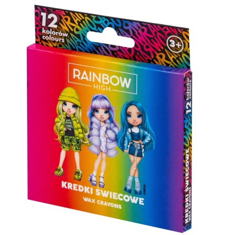 Kredki świecowe okągłe RAINBOW HIGH - 12 kolorów - 8/90 mm Kredki świecowe okągłe RAINBOW HIGH - 12 kolorów - 8/90 mm