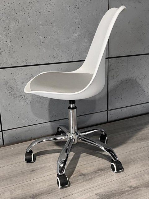 Krzesło obrotowe MONZA OFFICE WHITE + GREY PU Lugano