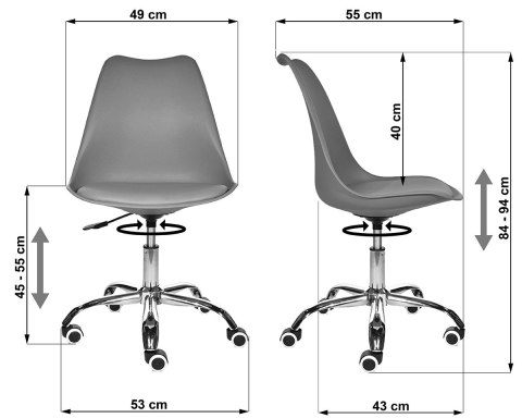 Krzesło obrotowe MONZA OFFICE WHITE + GREY PU Lugano