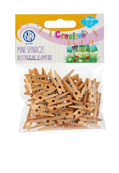 Mini spinacze drewniane Creativo 50 sztuk - Rustykalne klamerki Mini spinacze drewniane Creativo 50 sztuk - Rustykalne klamerki