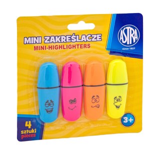 Mini zakreślacze ASTRA 4 kolory - 4 szt. blister