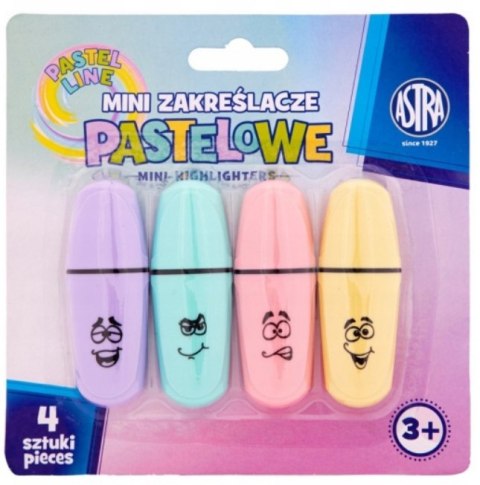 Mini zakreślacze ASTRA Pastel Line 4 kolory - 4 szt. blister Mini zakreślacze ASTRA Pastel Line 4 kolory - 4 szt. blister