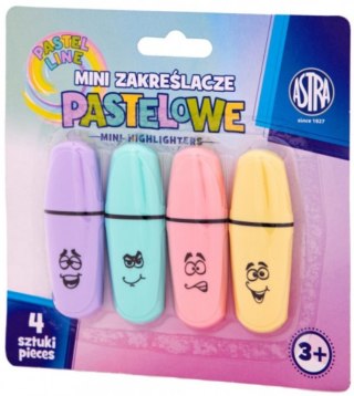 Mini zakreślacze ASTRA Pastel Line 4 kolory - 4 szt. blister