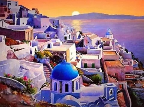 DUŻY OBRAZ MALOWANIE PO NUMERACH SANTORINI + RAMA NORIMPEX