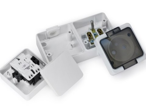 MODUŁ GNIAZDO ELEKTRYCZNE + ŁĄCZNIK NATYNKOWY IP44 MONTIS MODUŁ GNIAZDO ELEKTRYCZNE + ŁĄCZNIK NATYNKOWY IP44 MONTIS