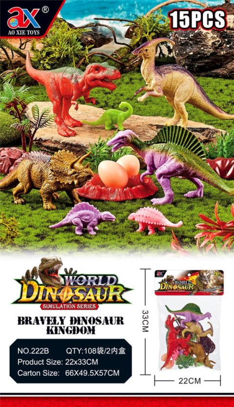 ZESTAW DINOZAURY DINOZAUR FIGURKI T-REX DUŻE 15SZT CIUCIUBABKA