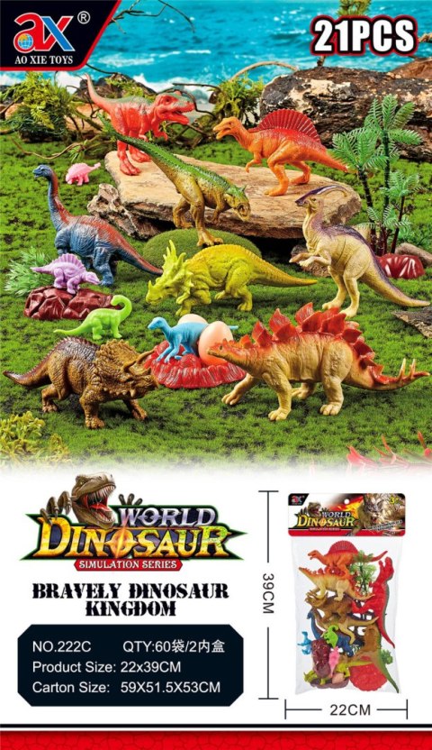 ZESTAW DINOZAURY DINOZAUR FIGURKI T-REX DUŻE 21SZT CIUCIUBABKA