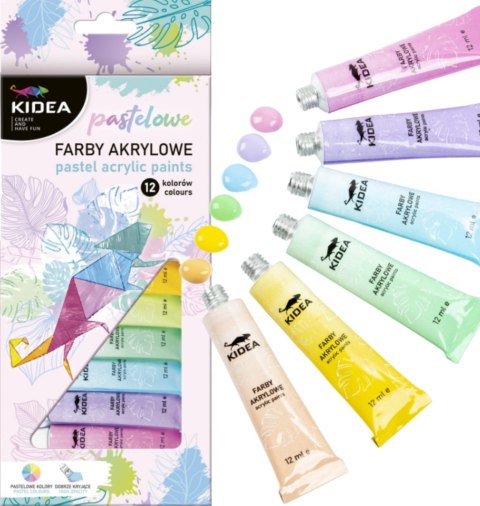 FARBY AKRYLOWE PASTELOWE W TUBACH 12KOL 12ML ZESTA DERFORM FARBY AKRYLOWE PASTELOWE W TUBACH 12KOL 12ML ZESTA DERFORM