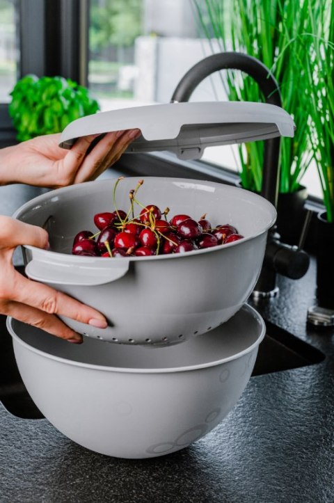 ZESTAW KOMPLET MISKA DURSZLAK PRZYKRYWKA 3L 3W1 PRONICE