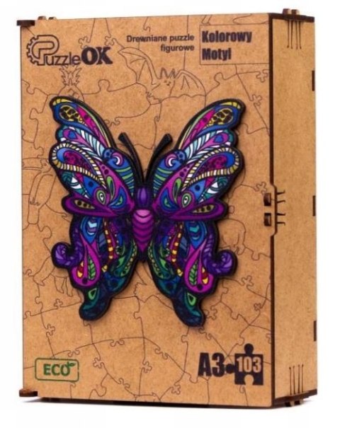 PUZZLE DREWNIANE UKŁADANKA MOTYL KOLOROWY WZORY PUZZLEOK PUZZLE DREWNIANE UKŁADANKA MOTYL KOLOROWY WZORY PUZZLEOK