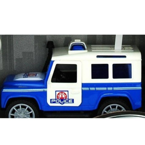 ZESTAW JEEP MOTOR POLICJA POLICJA ŚWIATŁO DŹWIĘKI DROMADER