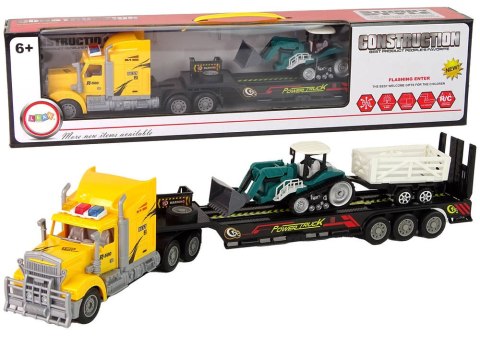 CIĘŻARÓWKA Z LAWETĄ ZDALNIE STEROWANA R/C MASZYNA Z PRZYCZEPĄ ŻÓŁTA IMPORT LEANTOYS CIĘŻARÓWKA Z LAWETĄ ZDALNIE STEROWANA R/C MASZYNA Z PRZYCZEPĄ ŻÓŁTA IMPORT LEANTOYS