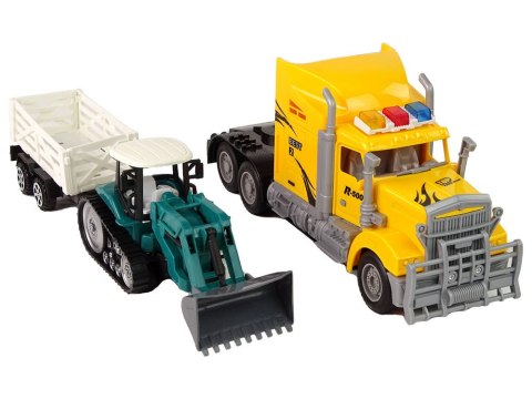 CIĘŻARÓWKA Z LAWETĄ ZDALNIE STEROWANA R/C MASZYNA Z PRZYCZEPĄ ŻÓŁTA IMPORT LEANTOYS CIĘŻARÓWKA Z LAWETĄ ZDALNIE STEROWANA R/C MASZYNA Z PRZYCZEPĄ ŻÓŁTA IMPORT LEANTOYS