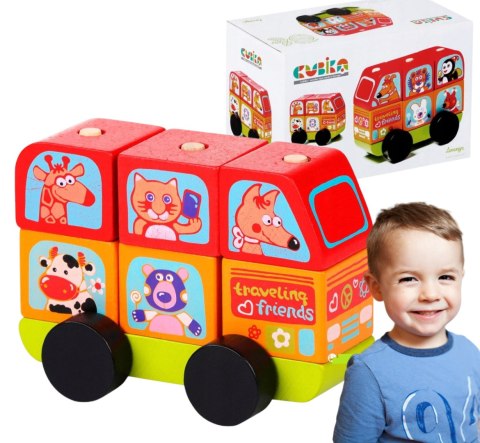 MINI CIĘZARÓWKA BUS AUTO DREWNIANE ZWIERZĄTKA KOLO CUBIKA MINI CIĘZARÓWKA BUS AUTO DREWNIANE ZWIERZĄTKA KOLO CUBIKA