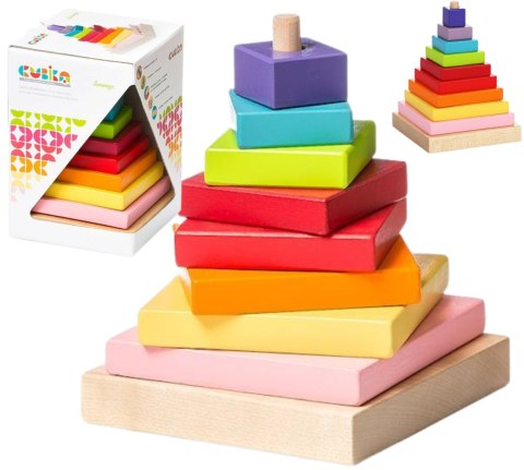 PIRAMIDA PIRAMIDKA KOLOROWA DREWNIANA WZORY EDUKAC CUBIKA