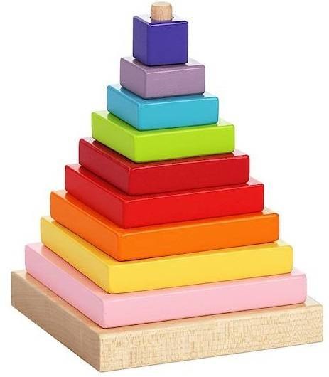 PIRAMIDA PIRAMIDKA KOLOROWA DREWNIANA WZORY EDUKAC CUBIKA