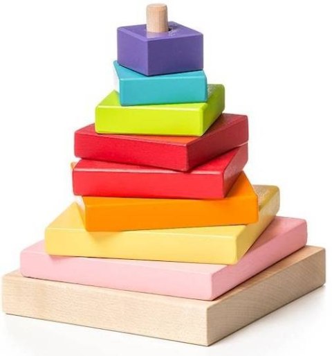 PIRAMIDA PIRAMIDKA KOLOROWA DREWNIANA WZORY EDUKAC CUBIKA