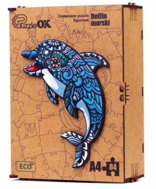 PUZZLE DREWNIANE UKŁADANKA DELFIN MORSKI RYBA RYBK PUZZLEOK