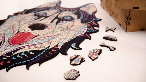 PUZZLE DREWNIANE UKŁADANKA HUSKY ŚNIEŹNY PIES PUZZLEOK