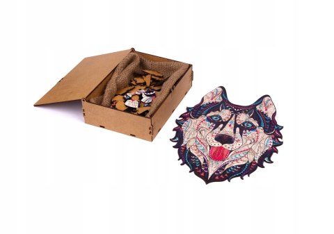 PUZZLE DREWNIANE UKŁADANKA HUSKY ŚNIEŹNY PIES PUZZLEOK