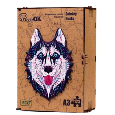 PUZZLE DREWNIANE UKŁADANKA HUSKY ŚNIEŹNY PIES PUZZLEOK PUZZLE DREWNIANE UKŁADANKA HUSKY ŚNIEŹNY PIES PUZZLEOK