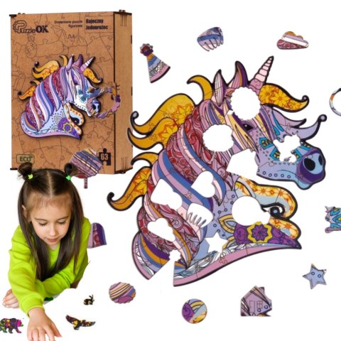 PUZZLE DREWNIANE UKŁADANKA JEDNOROŻEC KUCYK KOLORO PUZZLEOK