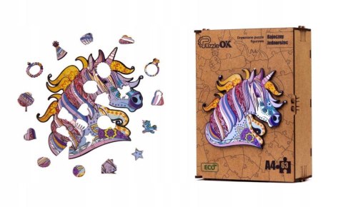 PUZZLE DREWNIANE UKŁADANKA JEDNOROŻEC KUCYK KOLORO PUZZLEOK
