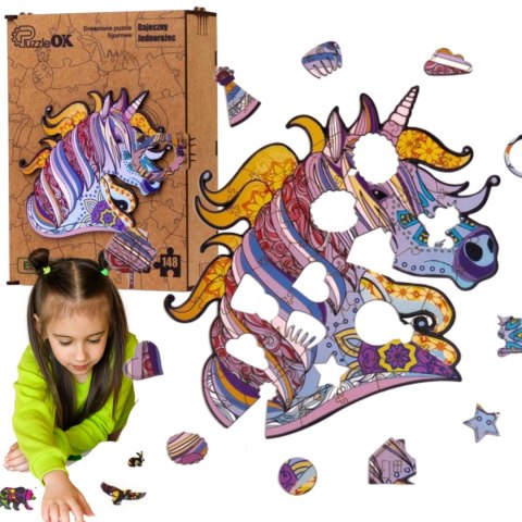PUZZLE DREWNIANE UKŁADANKA JEDNOROŻEC KUCYK KOLORO PUZZLEOK PUZZLE DREWNIANE UKŁADANKA JEDNOROŻEC KUCYK KOLORO PUZZLEOK