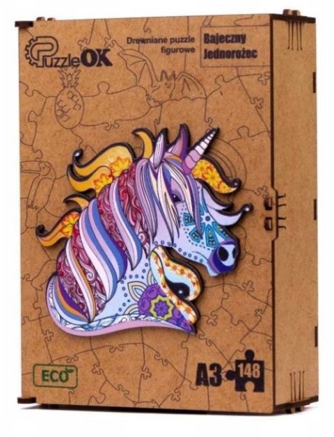 PUZZLE DREWNIANE UKŁADANKA JEDNOROŻEC KUCYK KOLORO PUZZLEOK PUZZLE DREWNIANE UKŁADANKA JEDNOROŻEC KUCYK KOLORO PUZZLEOK