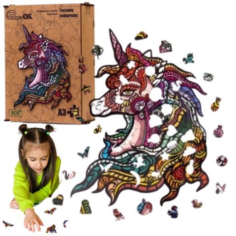 PUZZLE DREWNIANE UKŁADANKA JEDNOROŻEC KUCYK TĘCZOW PUZZLEOK
