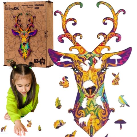 PUZZLE DREWNIANE UKŁADANKA JELEŃ DZIKIE ZWIERZĘ PUZZLEOK PUZZLE DREWNIANE UKŁADANKA JELEŃ DZIKIE ZWIERZĘ PUZZLEOK