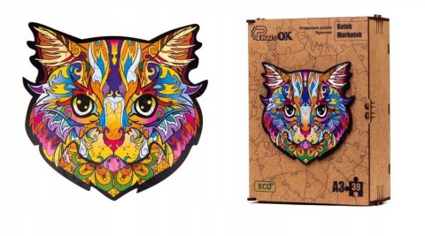 PUZZLE DREWNIANE UKŁADANKA KOT KOTEK KOLOROWY PUZZLEOK