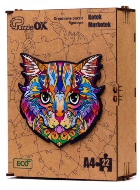 PUZZLE DREWNIANE UKŁADANKA KOT KOTEK KOLOROWY PUZZLEOK PUZZLE DREWNIANE UKŁADANKA KOT KOTEK KOLOROWY PUZZLEOK