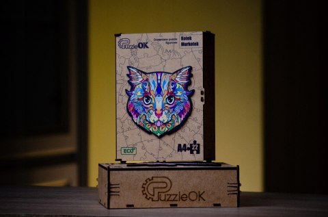 PUZZLE DREWNIANE UKŁADANKA KOT KOTEK KOLOROWY PUZZLEOK PUZZLE DREWNIANE UKŁADANKA KOT KOTEK KOLOROWY PUZZLEOK