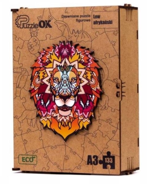 PUZZLE DREWNIANE UKŁADANKA LEW KOT AFRYKAŃSKI PUZZLEOK PUZZLE DREWNIANE UKŁADANKA LEW KOT AFRYKAŃSKI PUZZLEOK