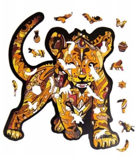 PUZZLE DREWNIANE UKŁADANKA LEW MAŁY TYGRYS SIMBA PUZZLEOK