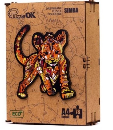 PUZZLE DREWNIANE UKŁADANKA LEW MAŁY TYGRYS SIMBA PUZZLEOK
