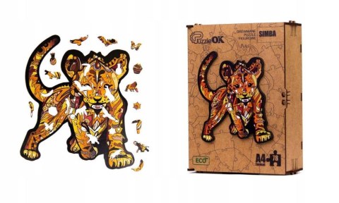 PUZZLE DREWNIANE UKŁADANKA LEW MAŁY TYGRYS SIMBA PUZZLEOK