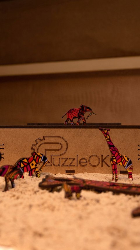 PUZZLE DREWNIANE UKŁADANKA LEW MAŁY TYGRYS SIMBA PUZZLEOK