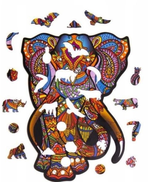 PUZZLE DREWNIANE UKŁADANKA SŁOŃ SŁONIK KOLOROWY PUZZLEOK PUZZLE DREWNIANE UKŁADANKA SŁOŃ SŁONIK KOLOROWY PUZZLEOK