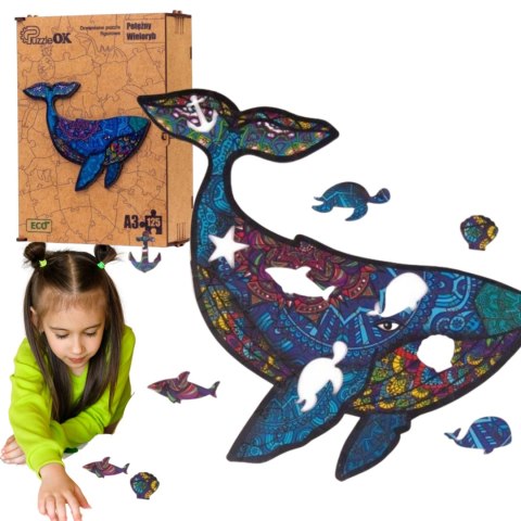 PUZZLE DREWNIANE UKŁADANKA WIELORYB RYBA REKIN PUZZLEOK PUZZLE DREWNIANE UKŁADANKA WIELORYB RYBA REKIN PUZZLEOK