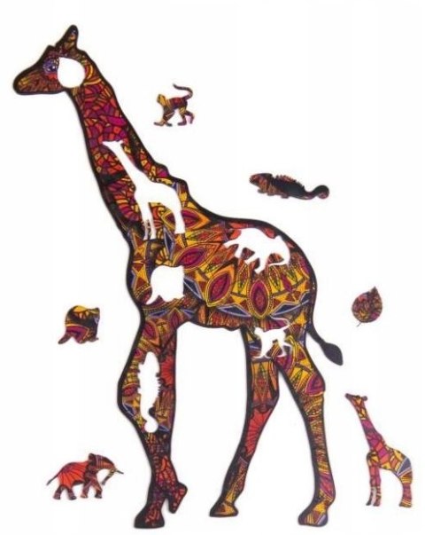 PUZZLE DREWNIANE UKŁADANKA ŻYRAFA CĘTKOWANA PUZZLEOK PUZZLE DREWNIANE UKŁADANKA ŻYRAFA CĘTKOWANA PUZZLEOK