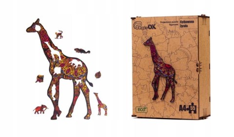 PUZZLE DREWNIANE UKŁADANKA ŻYRAFA CĘTKOWANA PUZZLEOK PUZZLE DREWNIANE UKŁADANKA ŻYRAFA CĘTKOWANA PUZZLEOK