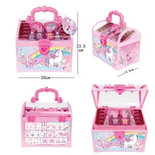 KUFEREK Z KOSMETYKAMI MEGA AKCESORIA BUCIKI PĘDZELKI SPINKI PĘDZLE MAKEUP IMPORT PRONICE