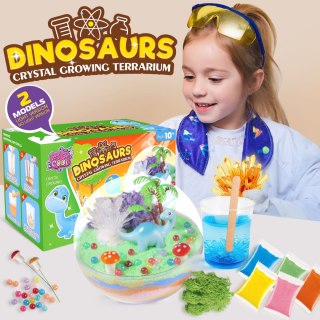 ZESTAW NAUKOWY EDUKACYJNY HODOWLA KRYSZTAŁY LED DINOZAUR KOLOROWE PROSZKI IMPORT PRONICE