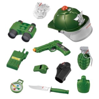 DUŻY ZESTAW WOJSKOWY PISTOLET KASK GRANAT KOMPAS LORNETKA KRÓTKOFALÓWKA NÓŻ IMPORT PRONICE